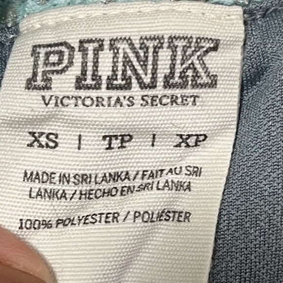 Victoria’s Secret PINK XS Athletic Shorts Gray Teal Glitter Mesh Trim - Picture 4 of 11